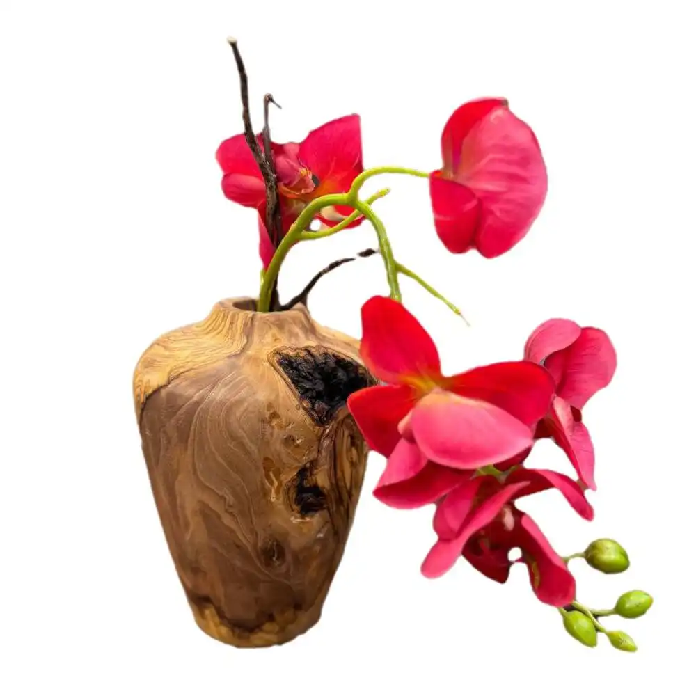 گلدان روستیک با گل مصنوعی